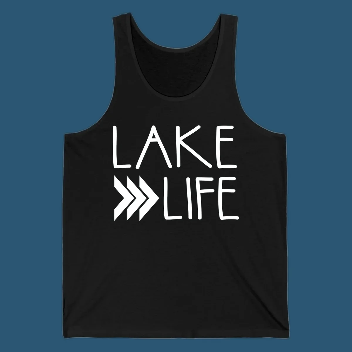 Lake Life text with chevron arrows, lake-life-arrows design.