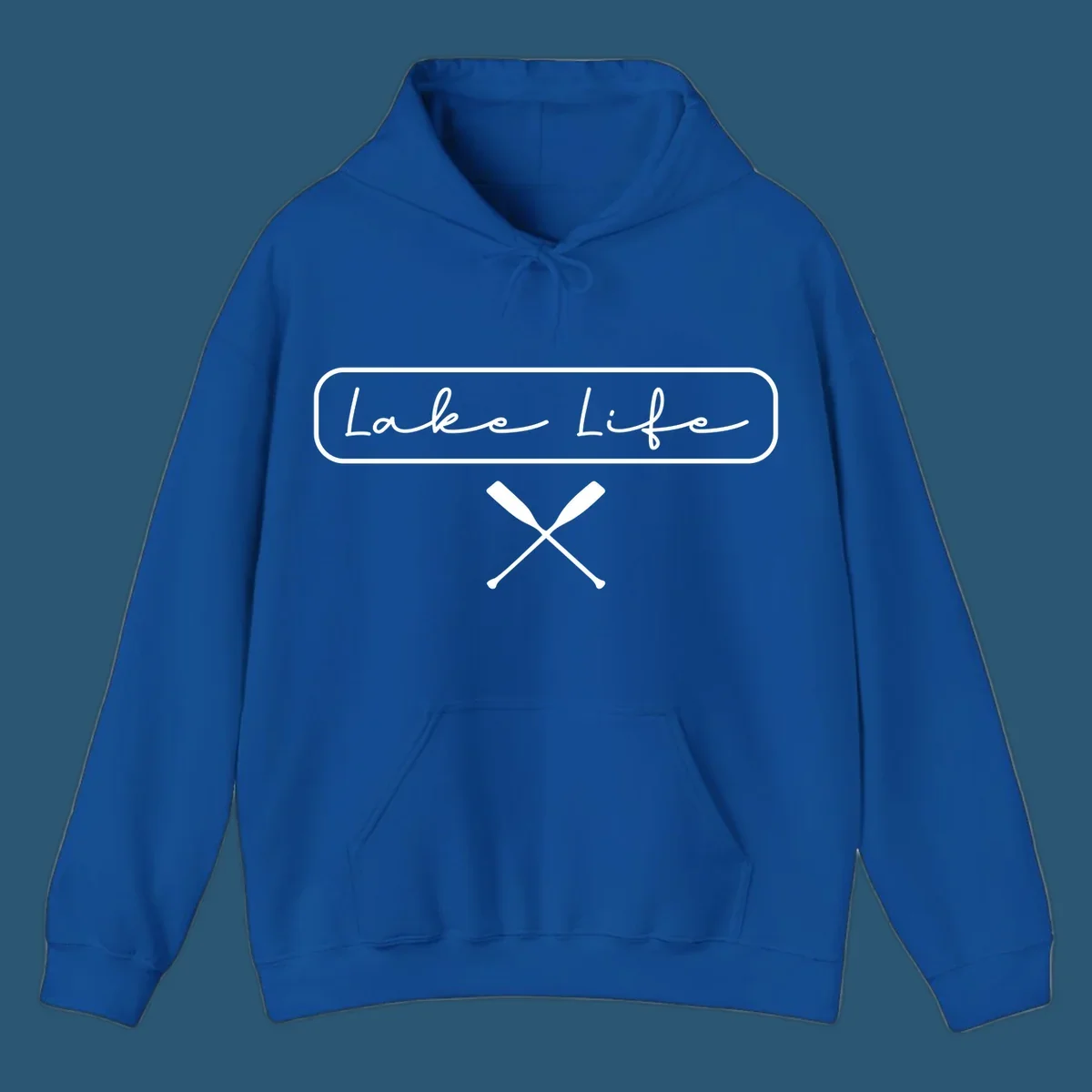 Lake Life text with crossed oars graphic.