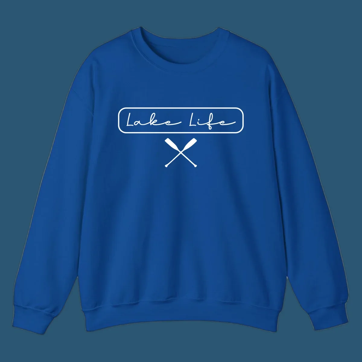 Lake Life text with crossed oars graphic.