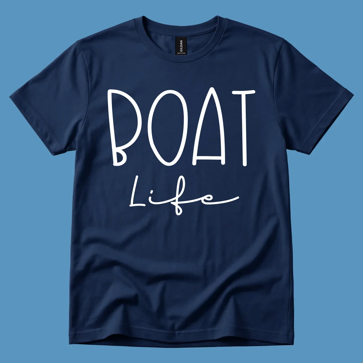 Boat Life typography design with bold 'BOAT' and script 'LIFE'.