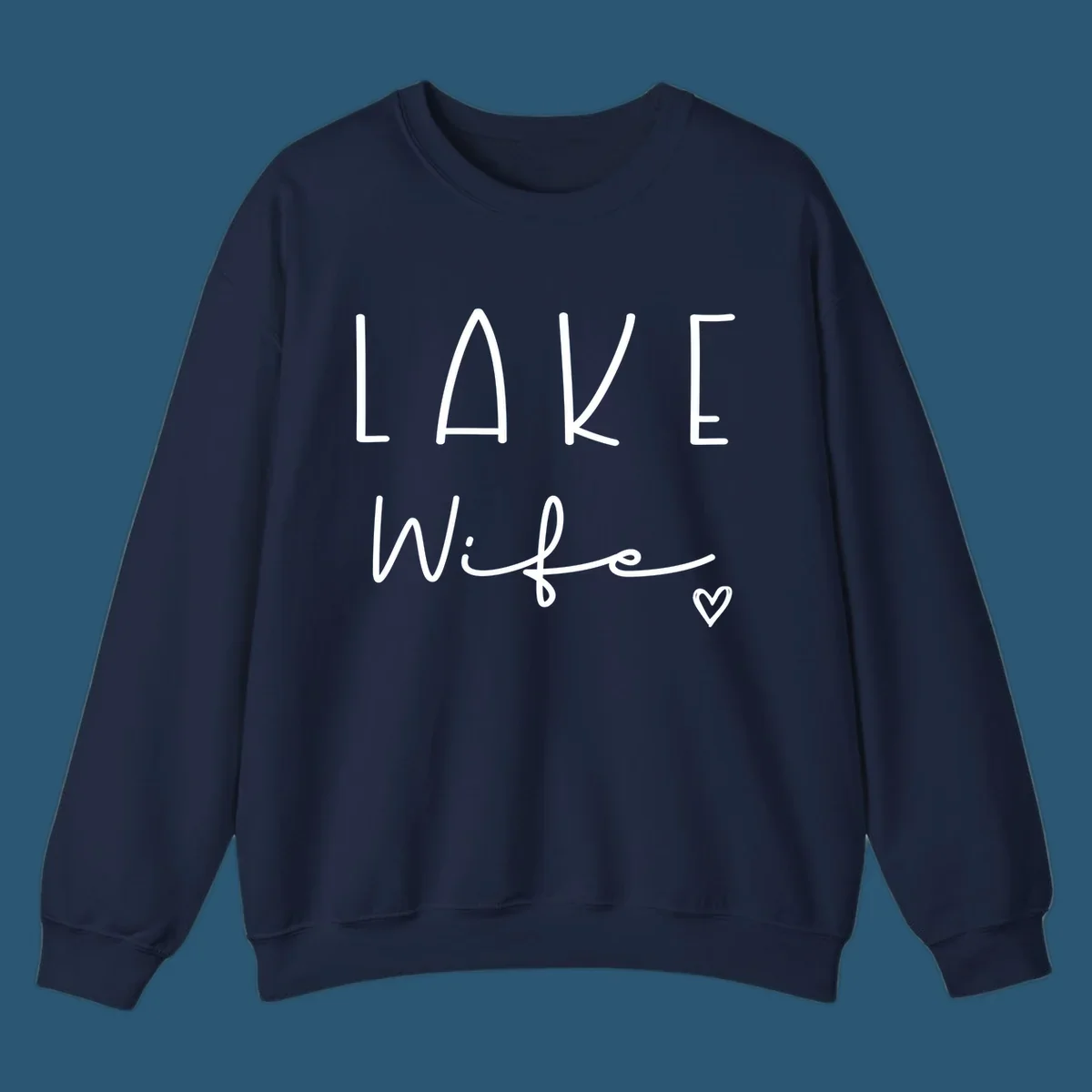 Lake Wife design with "LAKE" in block letters and "Wife" in script, plus a heart icon.