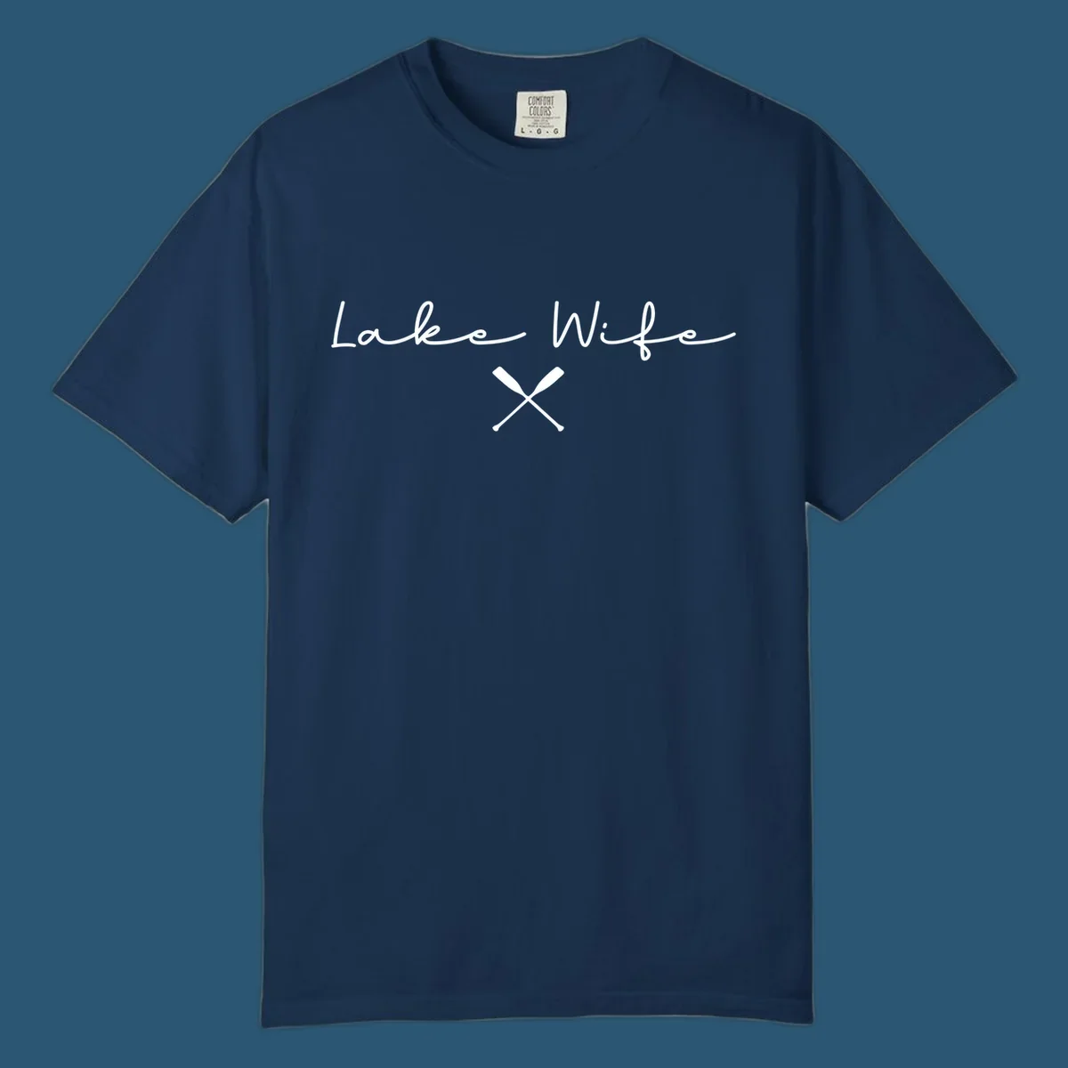 Lake Wife text with crossed oars nautical design.