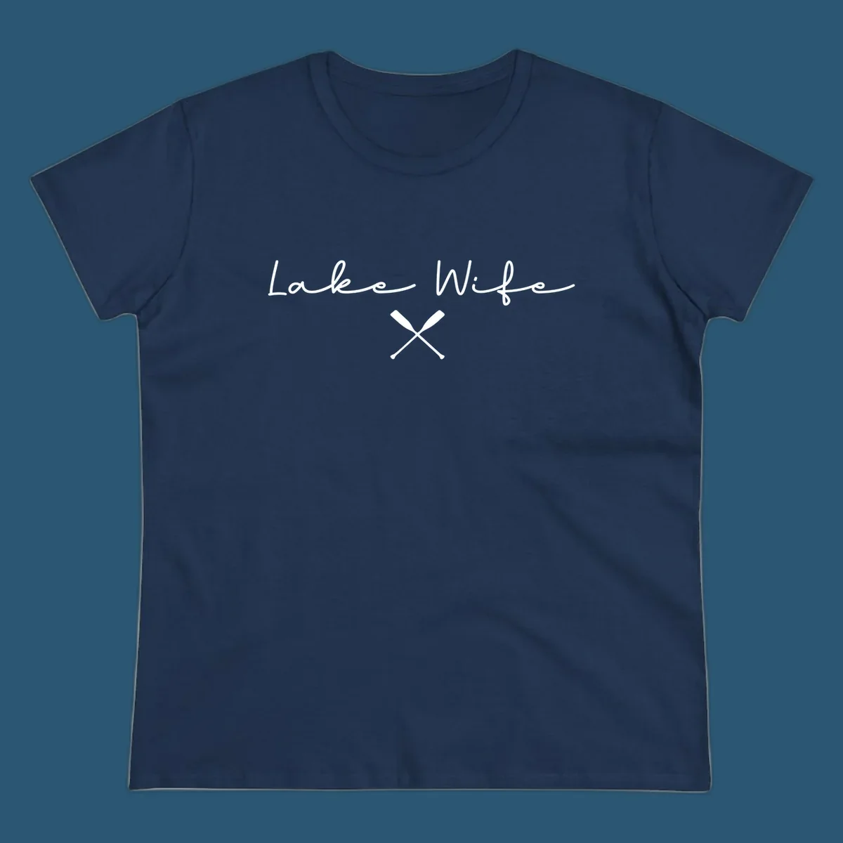 Lake Wife text with crossed oars nautical design.