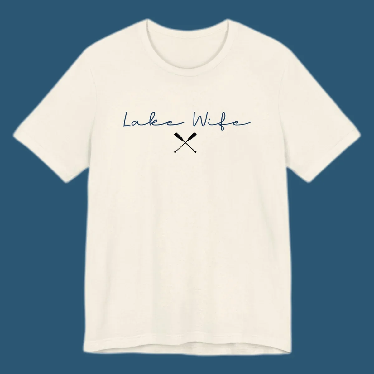 Lake Wife text with crossed oars nautical design.
