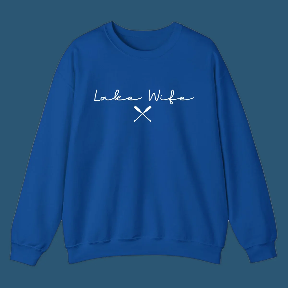 Lake Wife text with crossed oars nautical design.