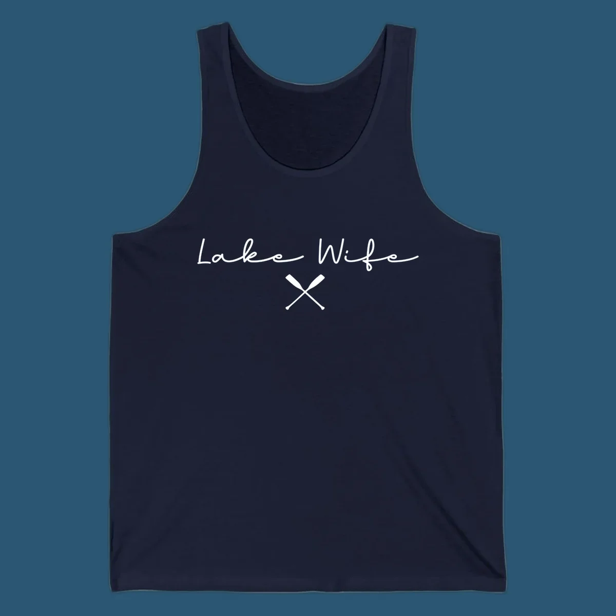 Lake Wife text with crossed oars nautical design.