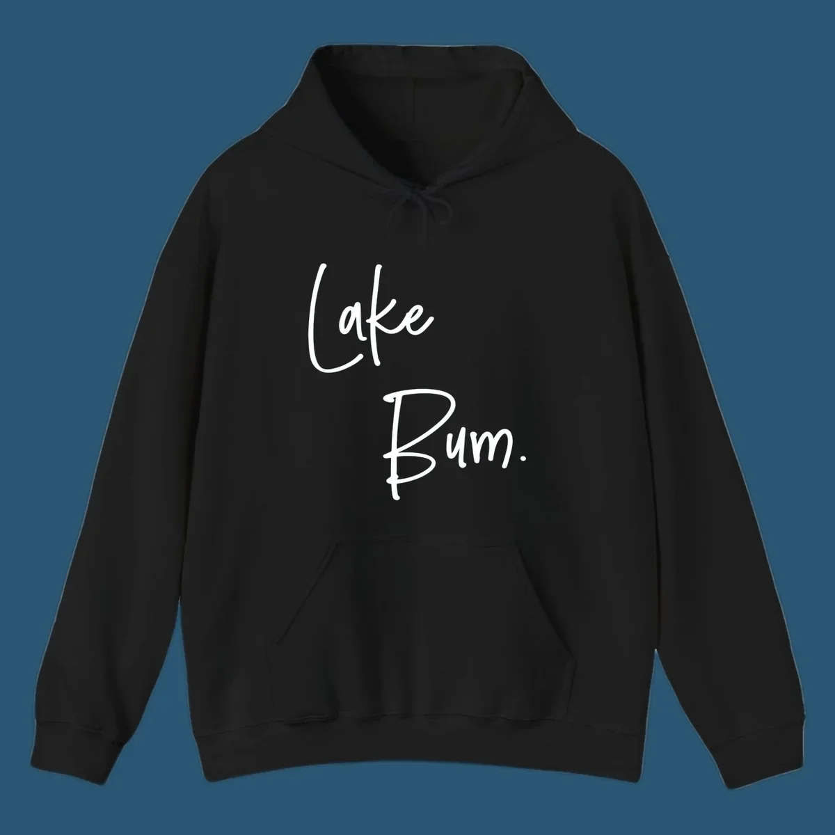 Lake Bum script design in white text on black and navy on white backgrounds.