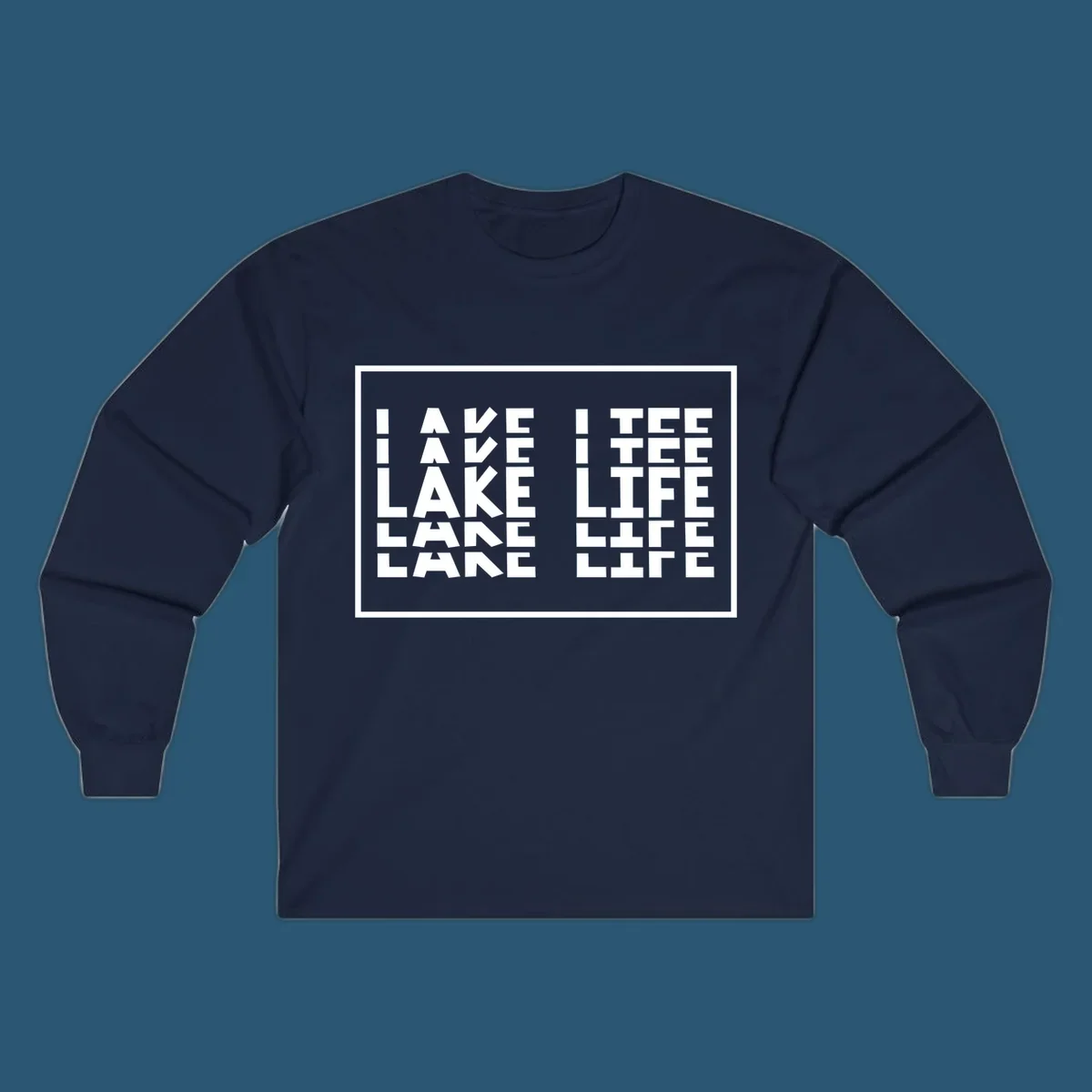 I Love Lake Life typography design with block letters spelling out the phrase.