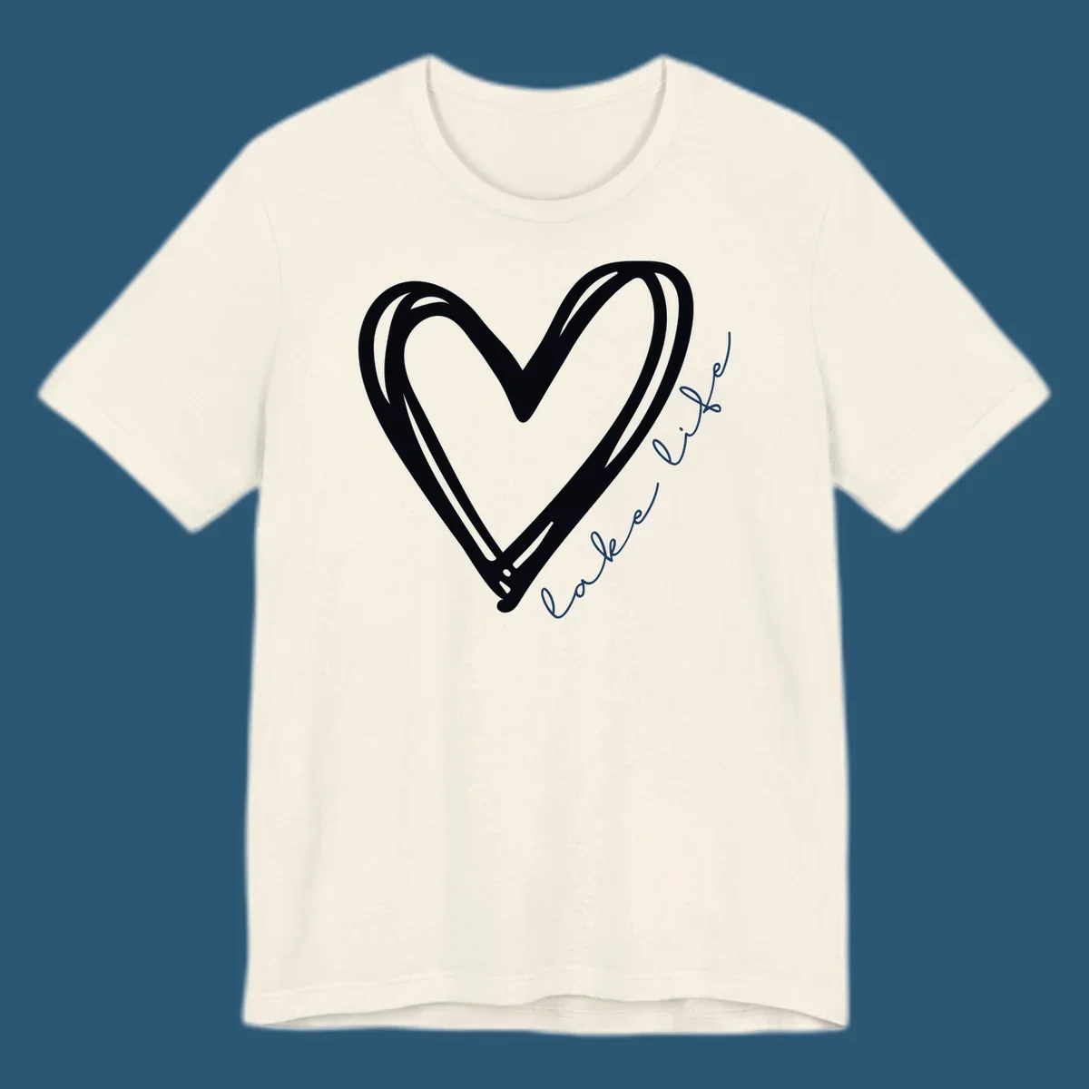 Hand-drawn heart with 'lake life' text, representing lake life heart.