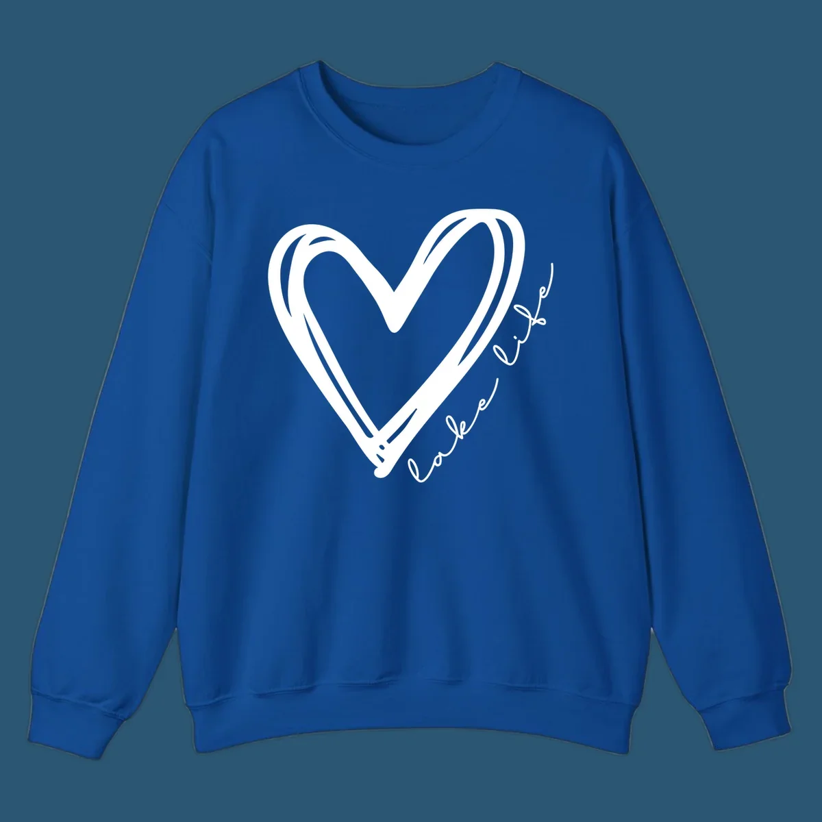 Hand-drawn heart with 'lake life' text, representing lake life heart.