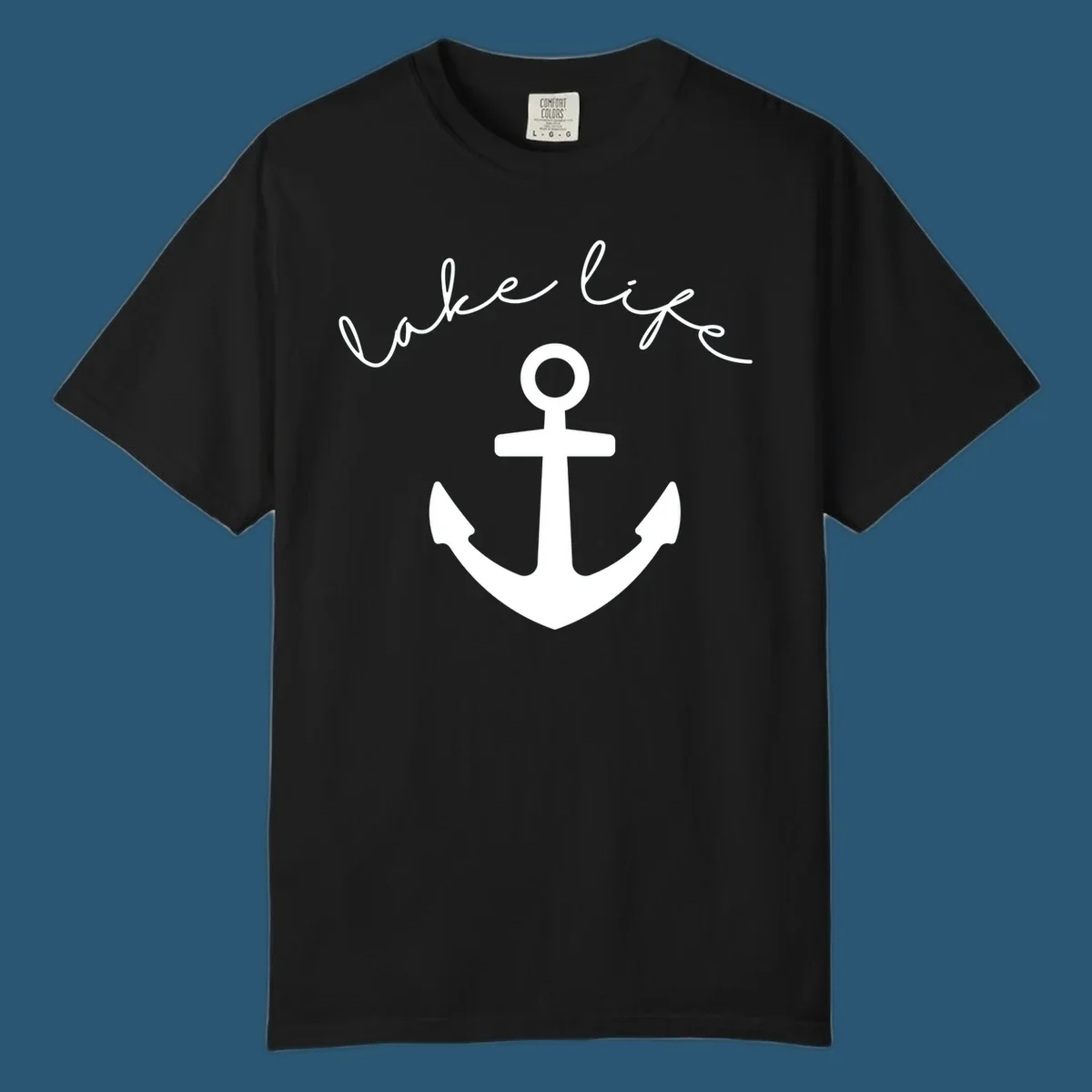 Lake life text with anchor graphic