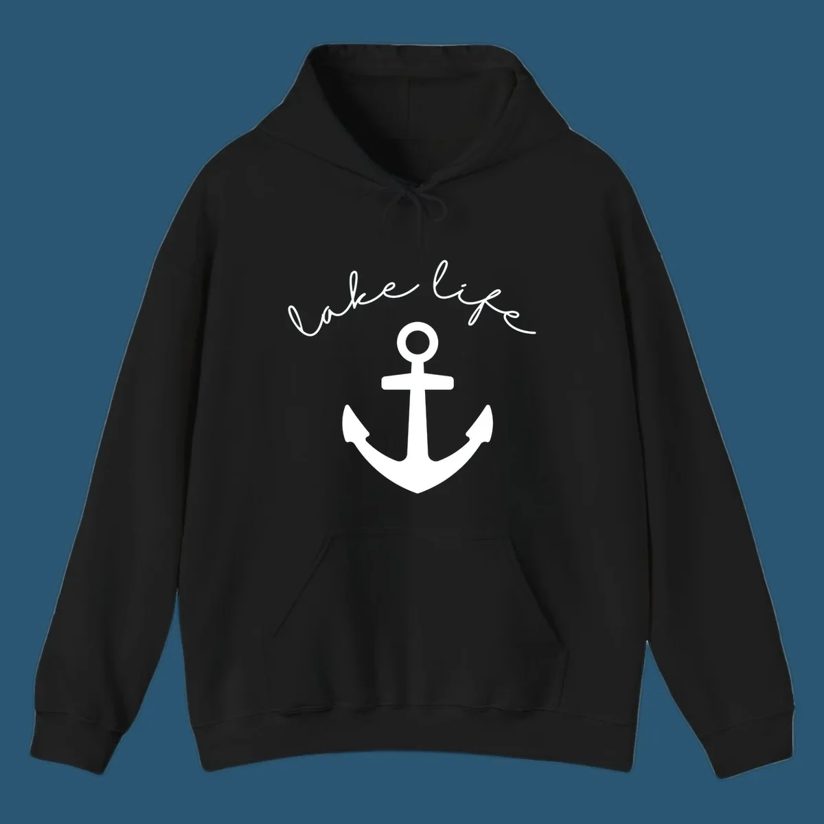 Lake life text with anchor graphic