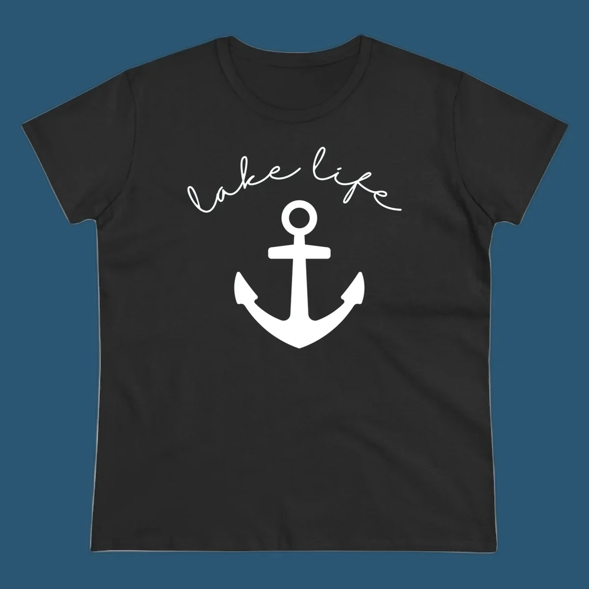 Lake life text with anchor graphic
