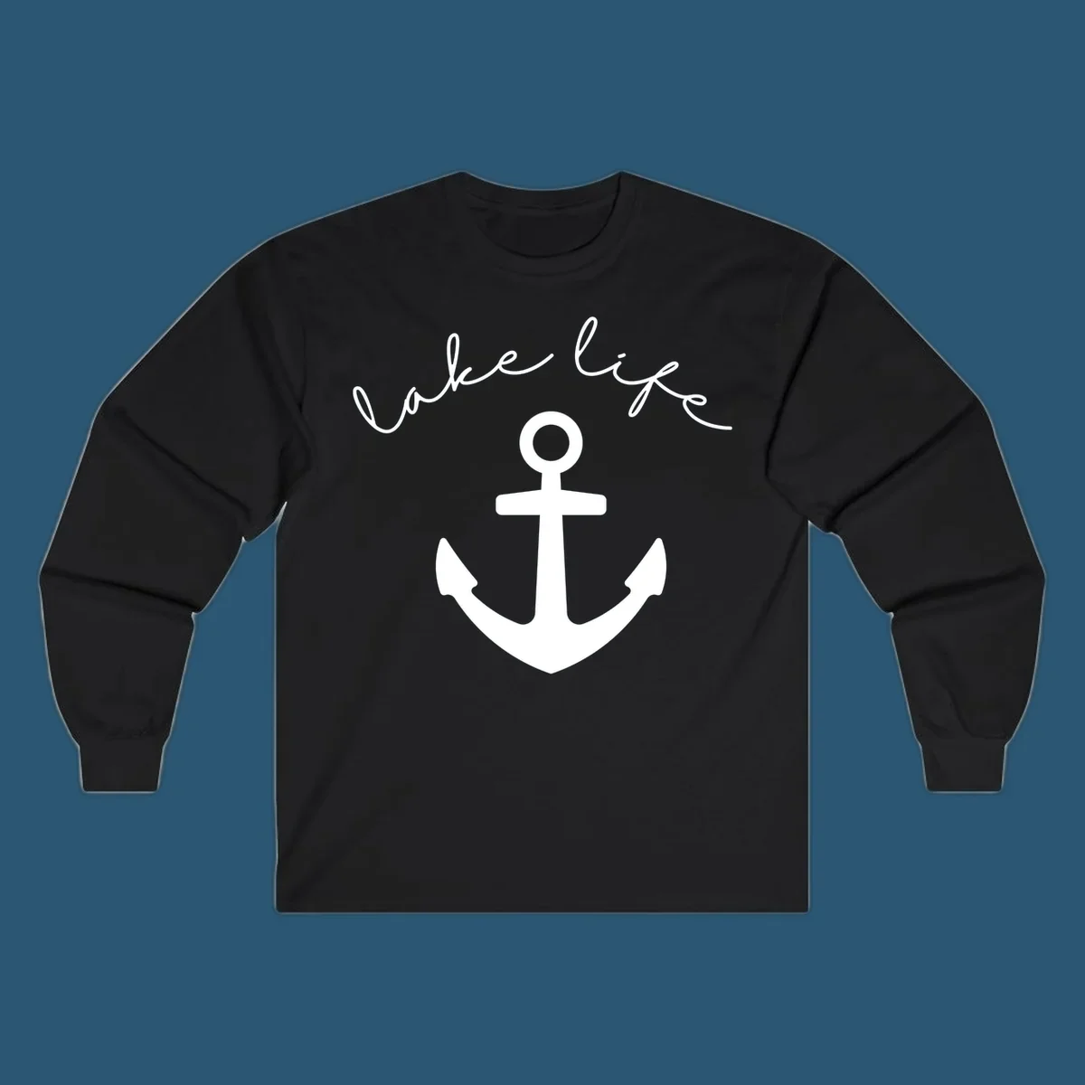 Lake life text with anchor graphic