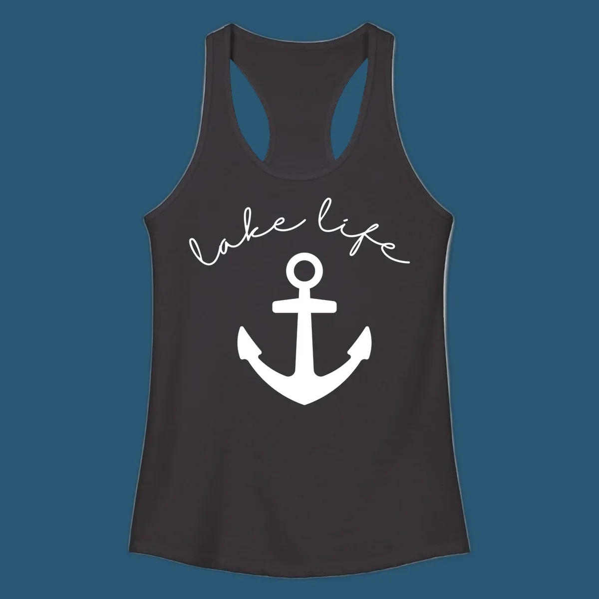 Lake life text with anchor graphic