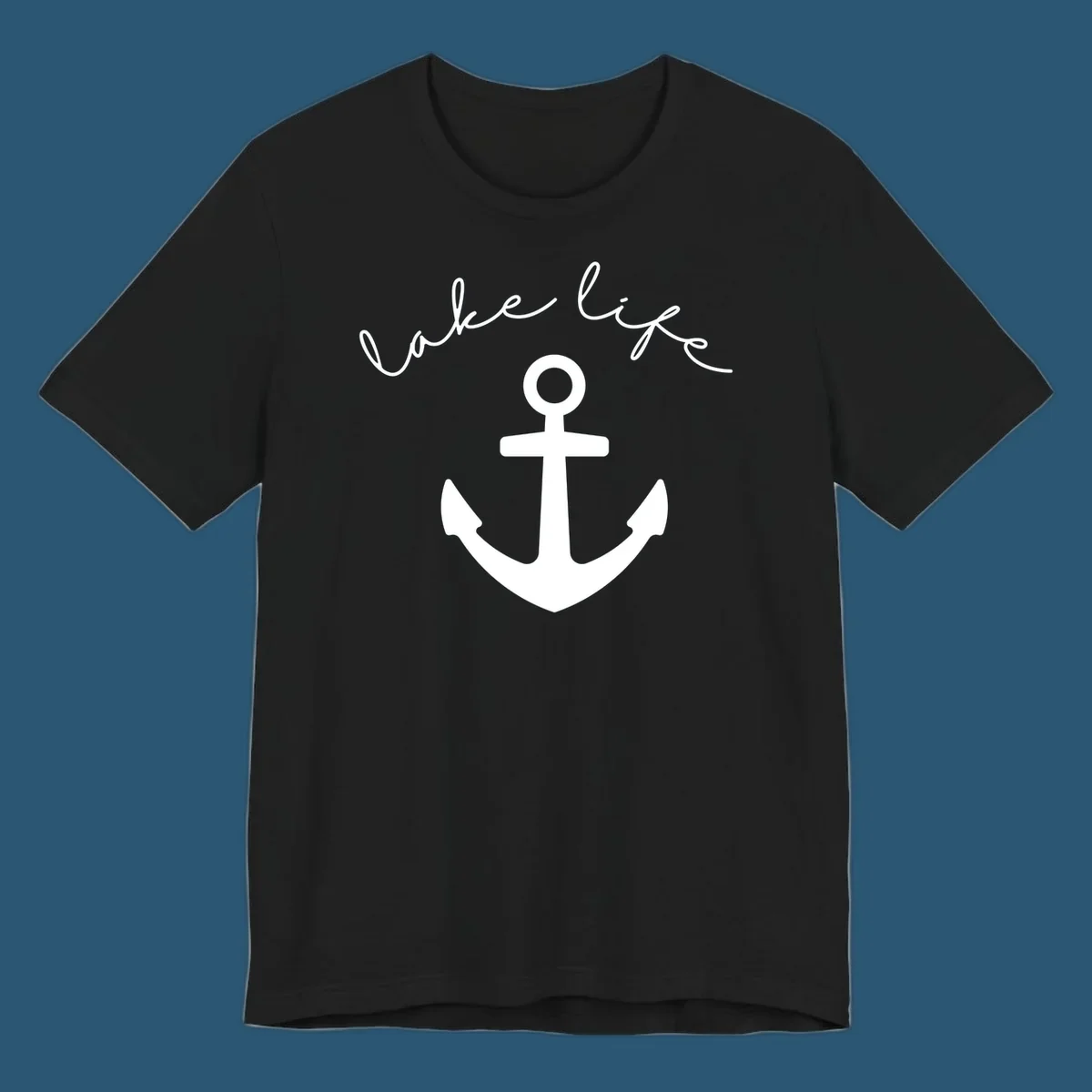 Lake life text with anchor graphic