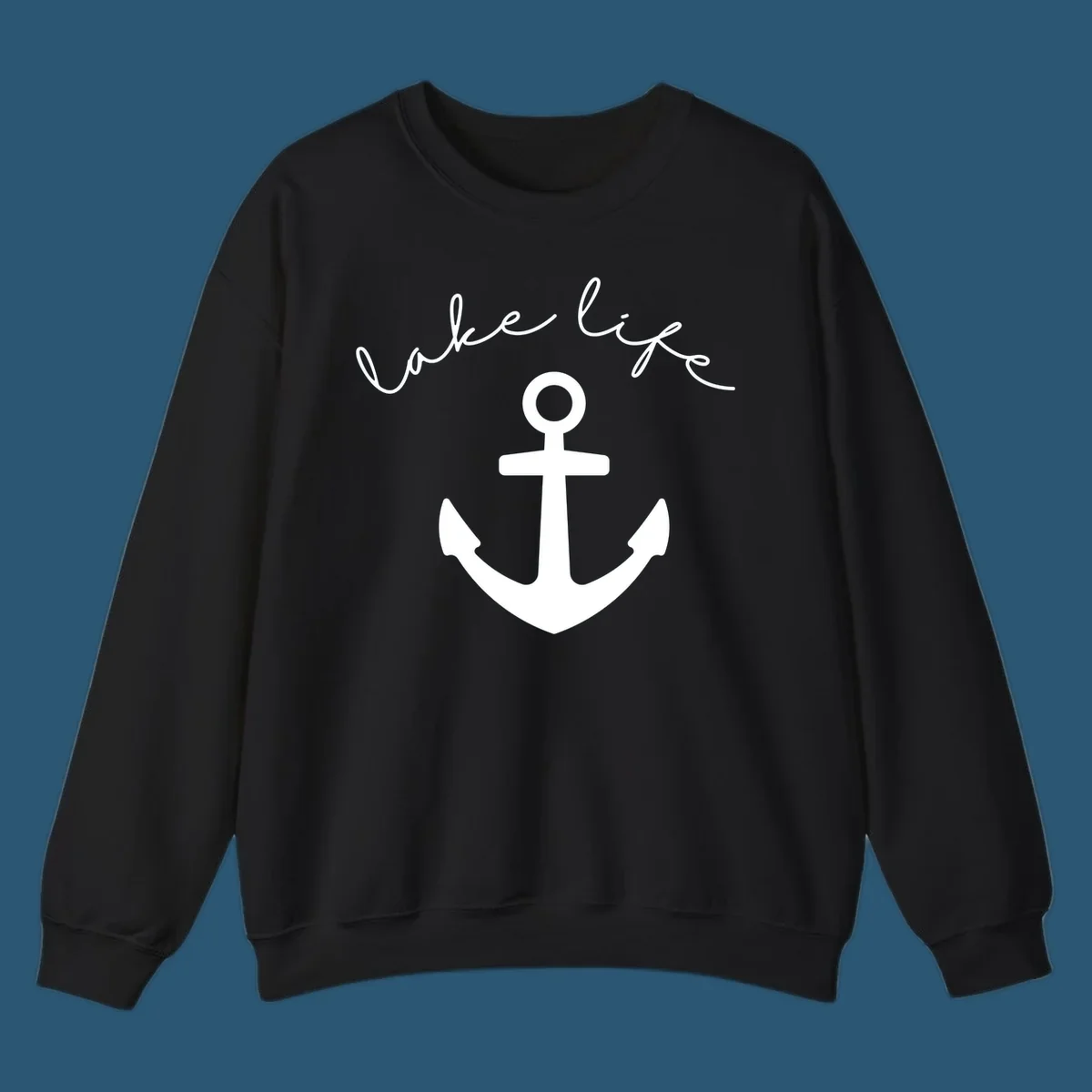 Lake life text with anchor graphic