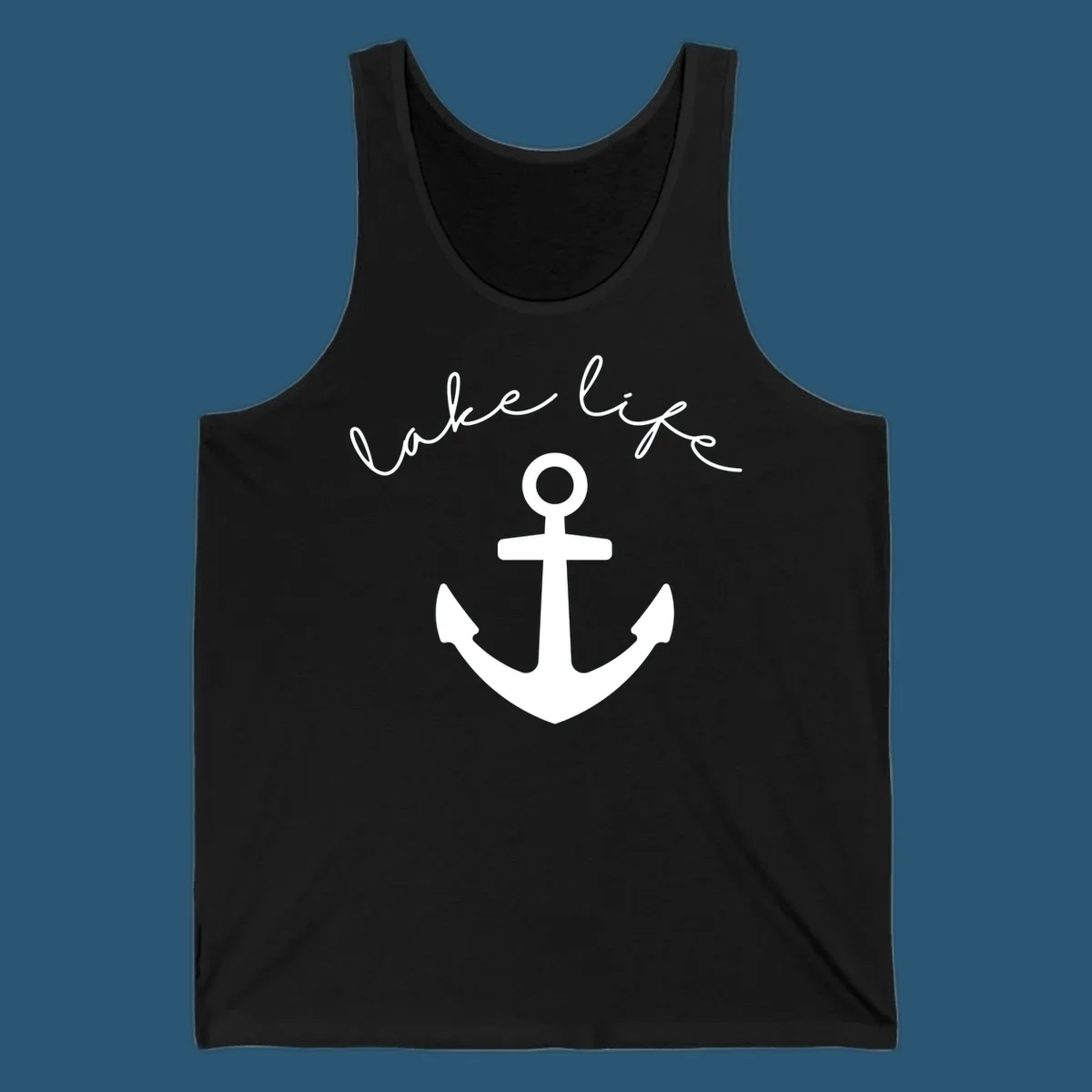 Lake life text with anchor graphic