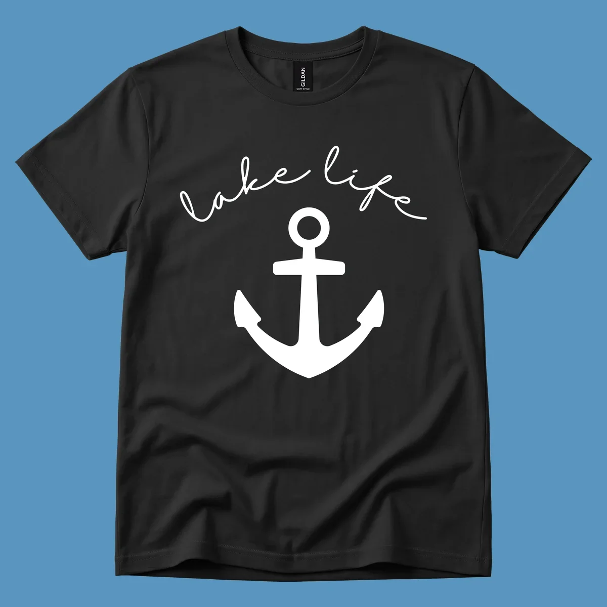 Lake life text with anchor graphic