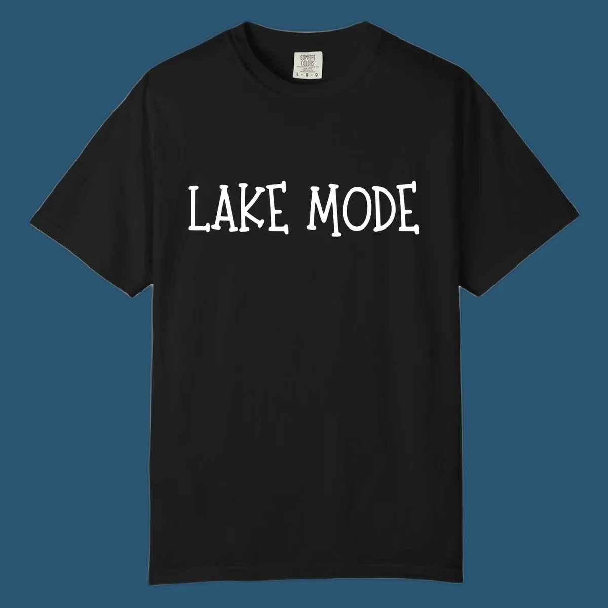 Lake Mode text design in bold white font.