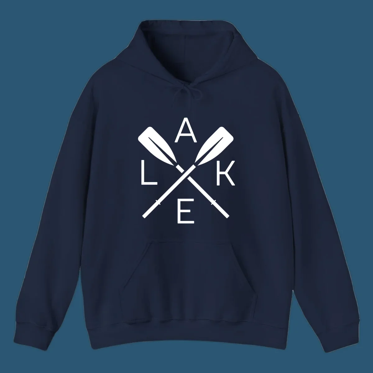 Lake Day crossed oars graphic with letters L, A, K, E. lake-day-oars.