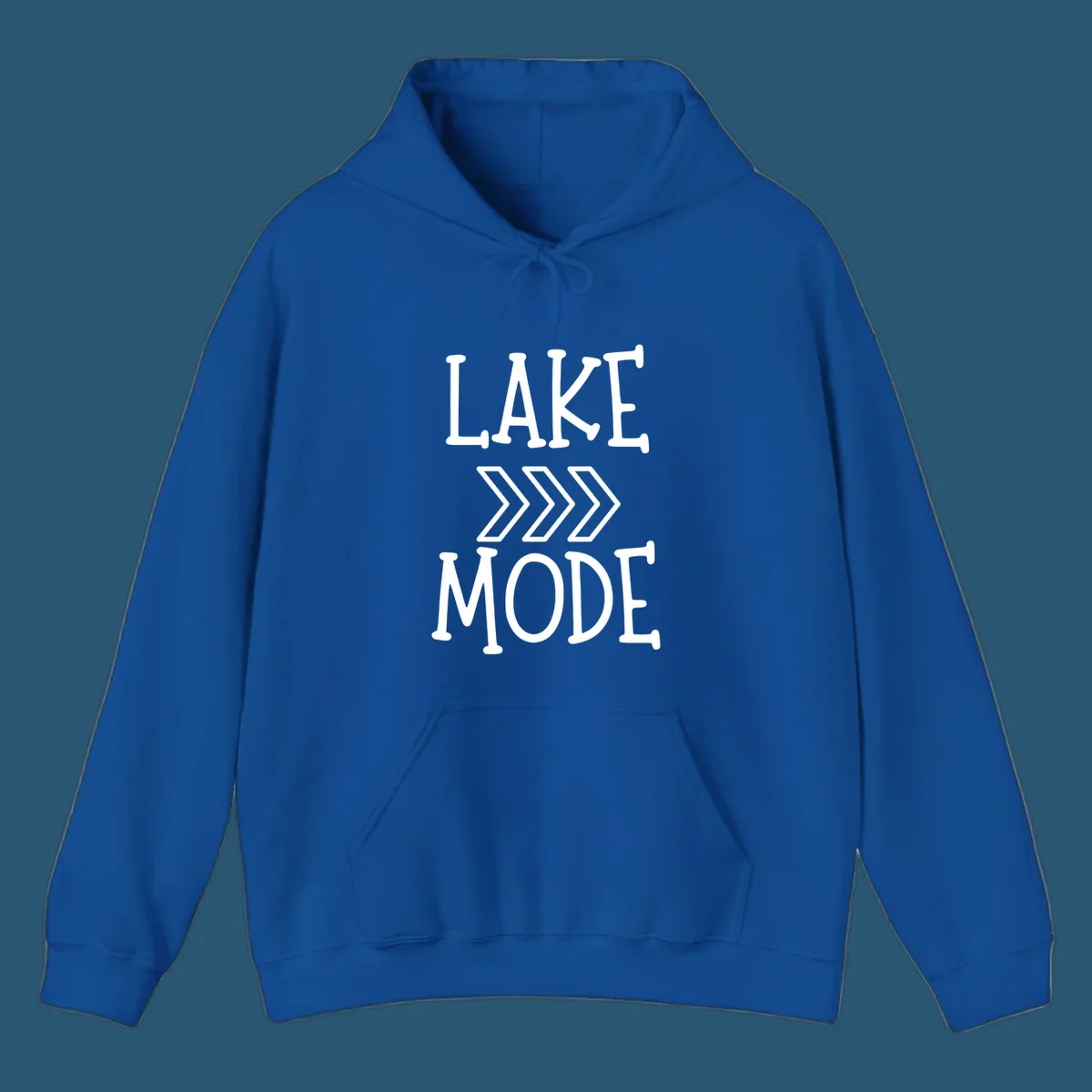 Lake Mode text with chevron arrows design, white on black and navy on white variants.