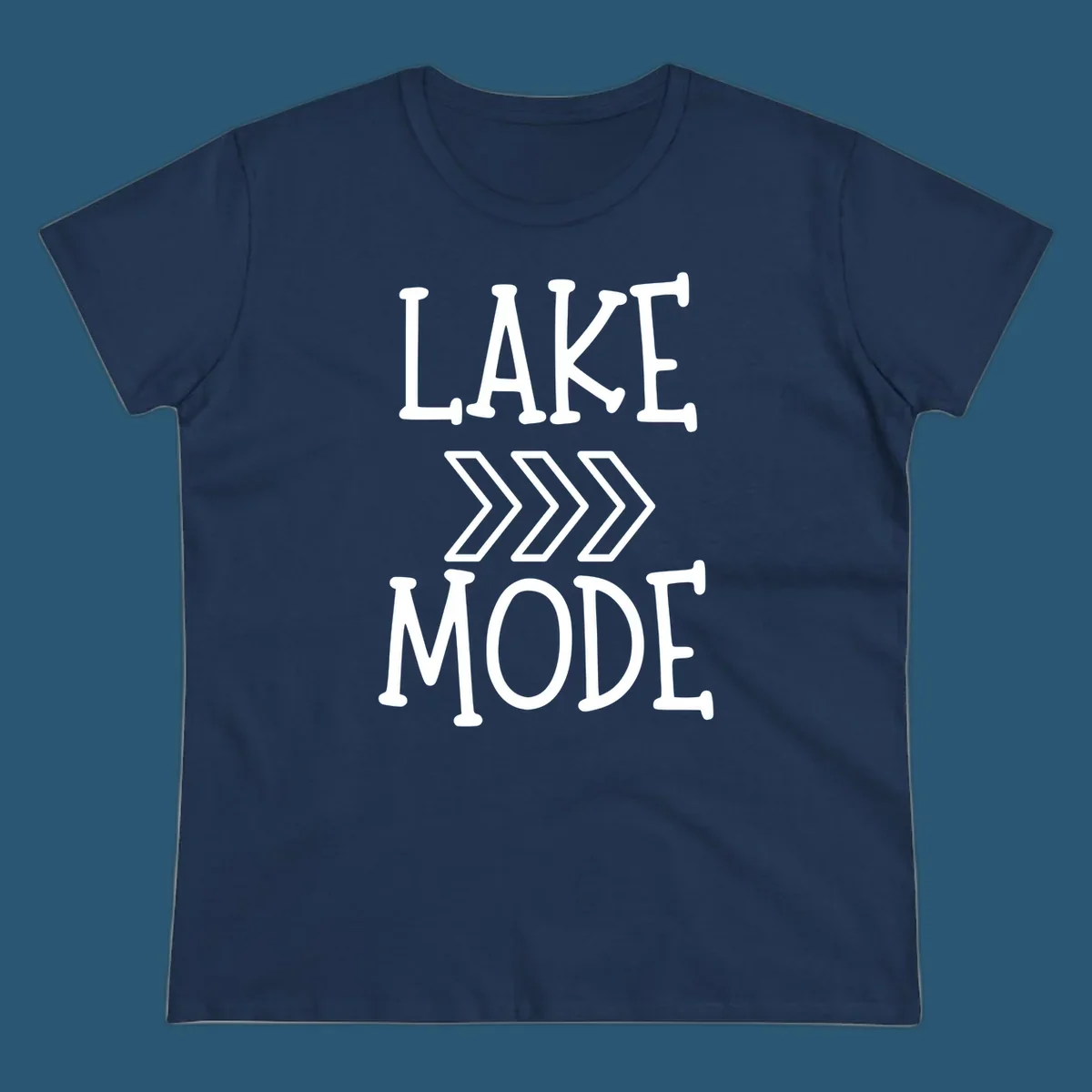 Lake Mode text with chevron arrows design, white on black and navy on white variants.