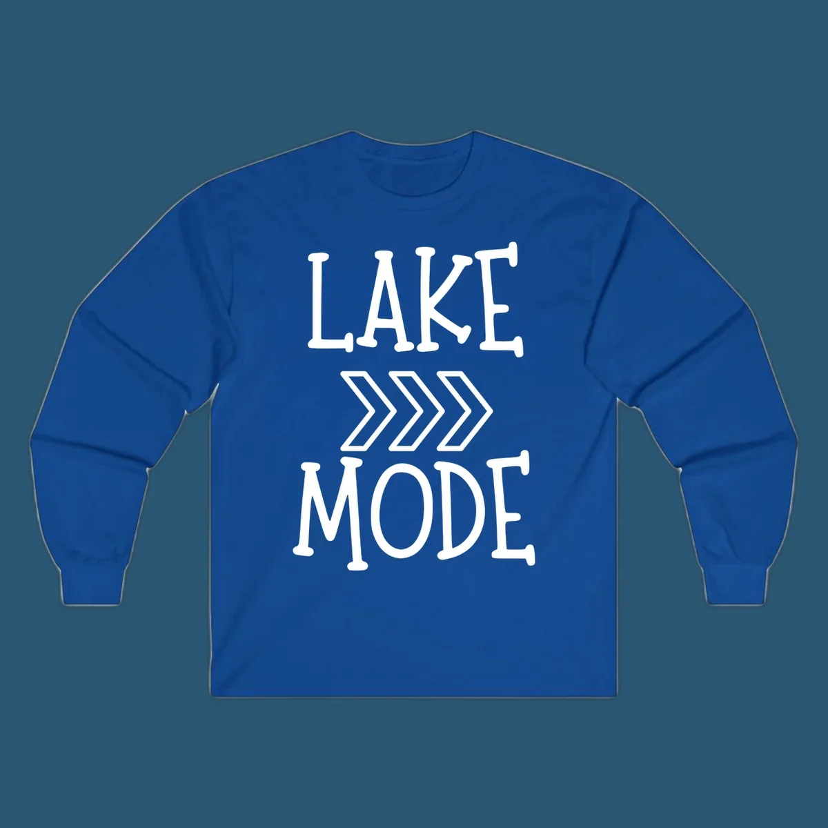 Lake Mode text with chevron arrows design, white on black and navy on white variants.