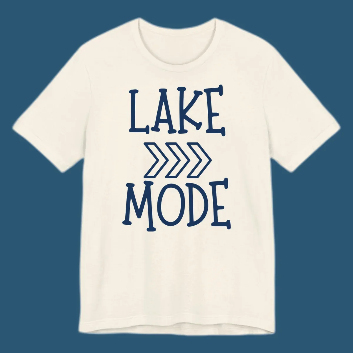 Lake Mode text with chevron arrows design, white on black and navy on white variants.