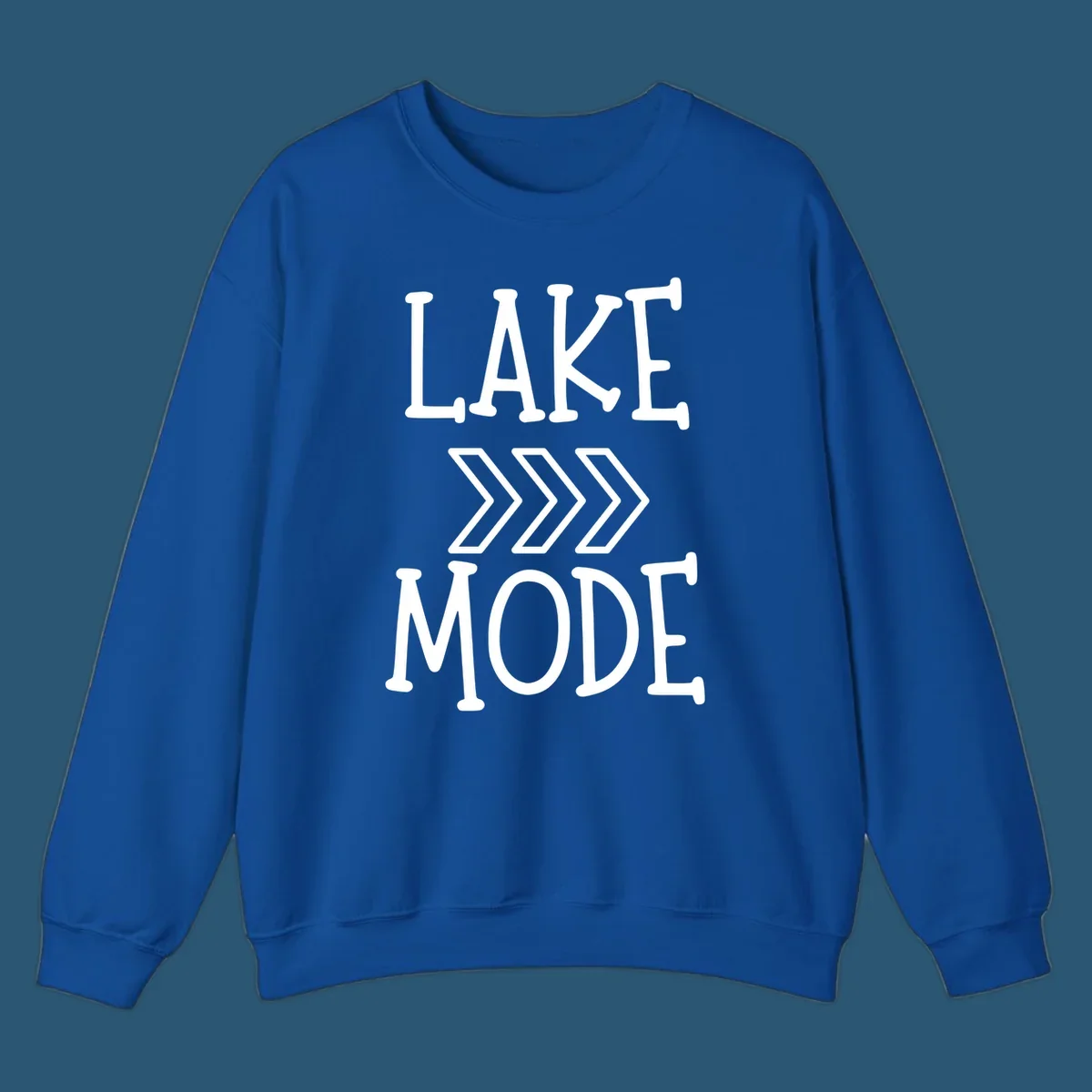 Lake Mode text with chevron arrows design, white on black and navy on white variants.