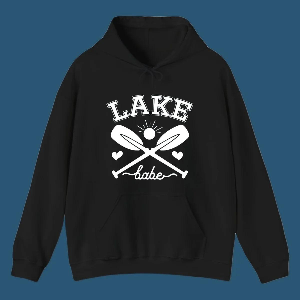 Lake Babe design with crossed oars and sun graphic.