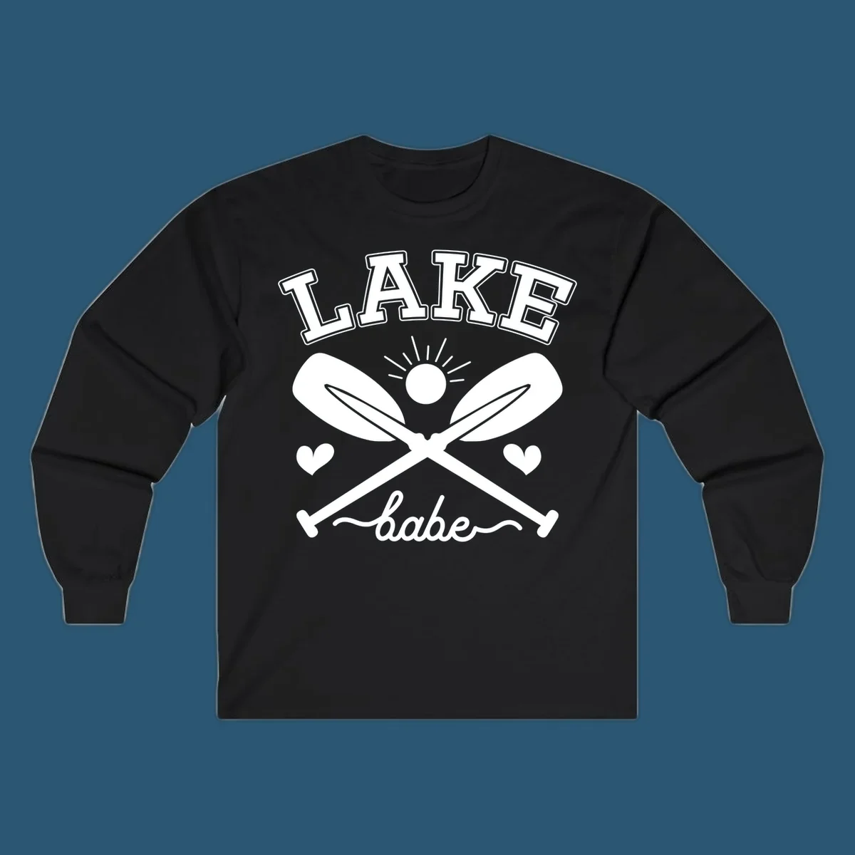 Lake Babe design with crossed oars and sun graphic.
