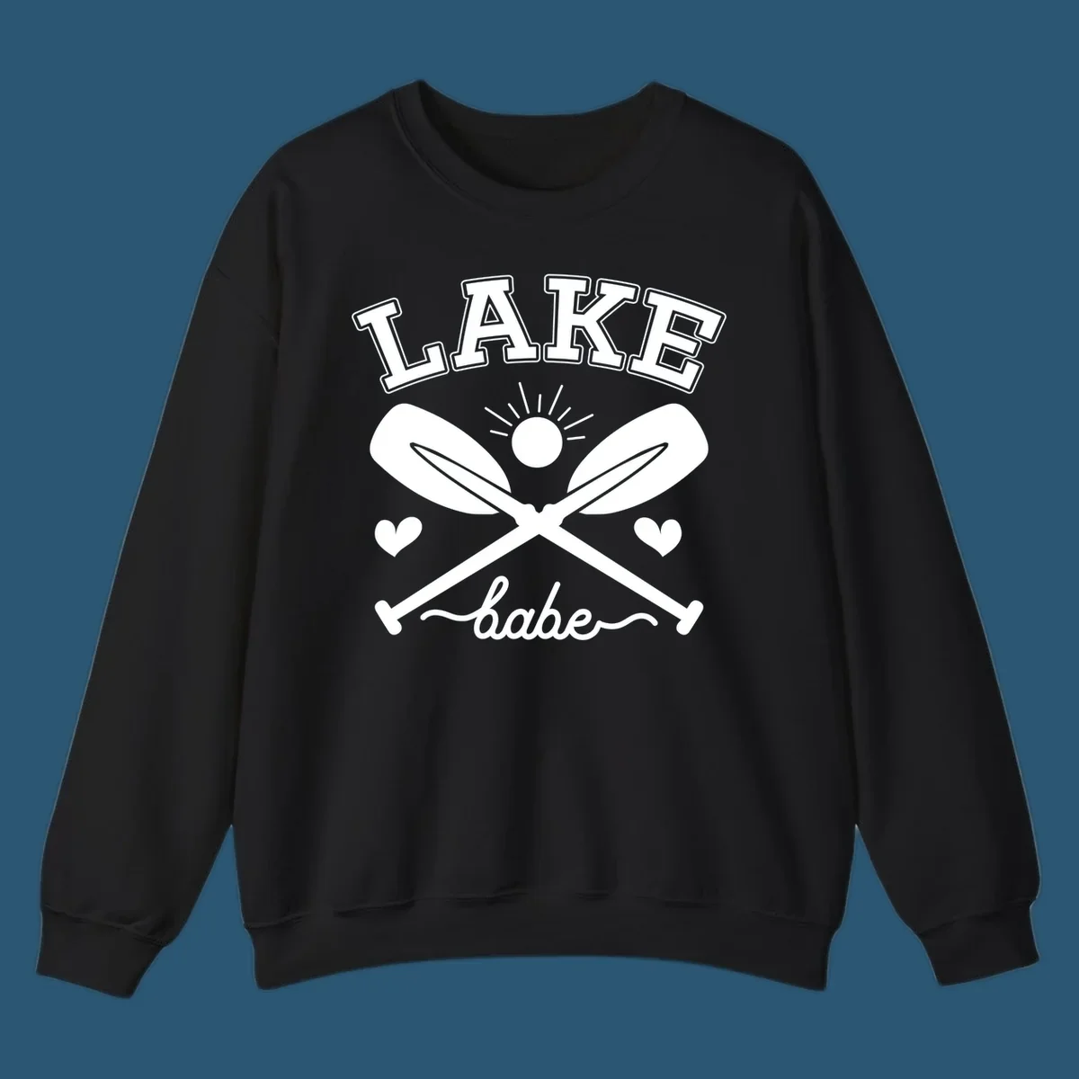 Lake Babe design with crossed oars and sun graphic.