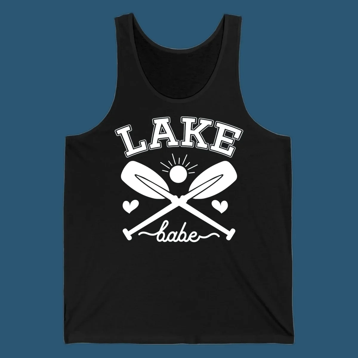Lake Babe design with crossed oars and sun graphic.