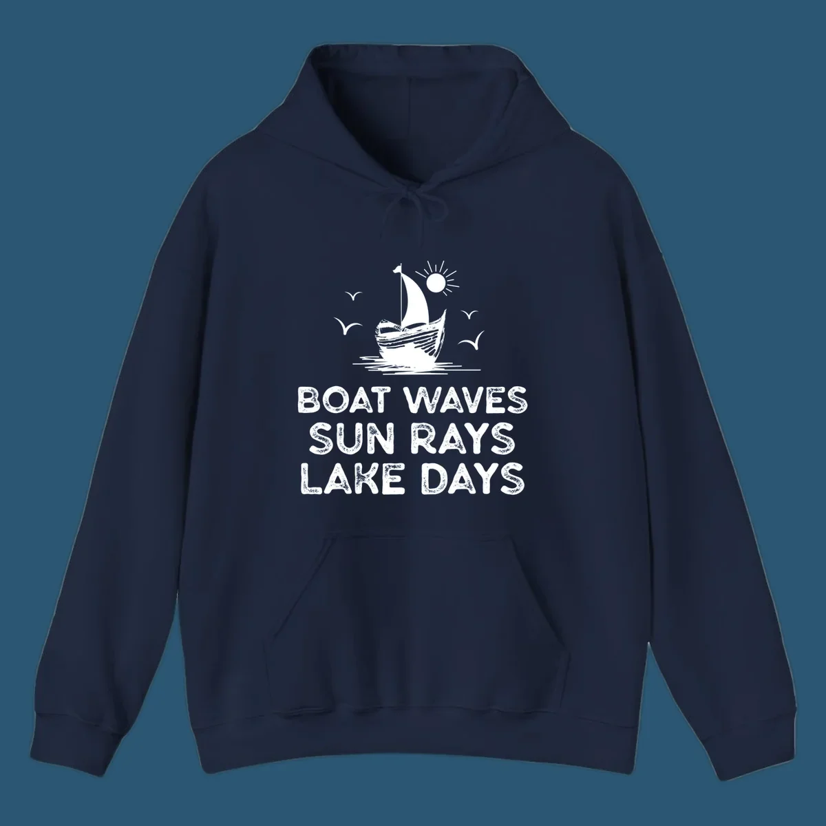 Boat waves sun rays lake days illustration with sailboat and sun, on black and white backgrounds.
