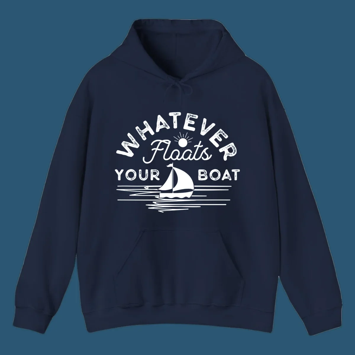 Whatever floats your boat design with sailboat and sun, on black and white backgrounds.