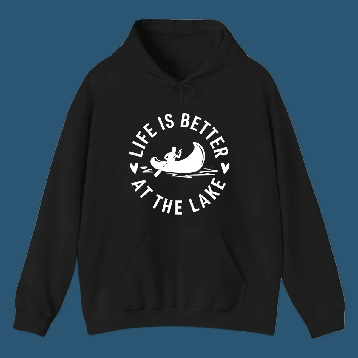 Lake life canoe design with text 'Life Is Better At The Lake'