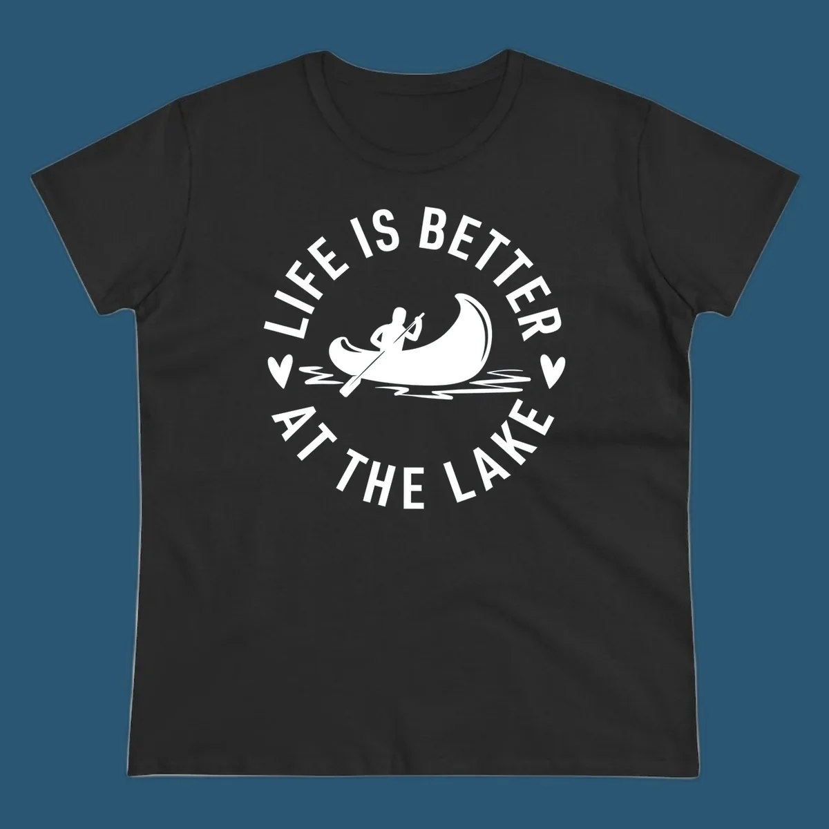 Lake life canoe design with text 'Life Is Better At The Lake'