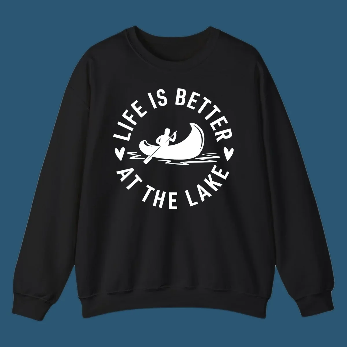 Lake life canoe design with text 'Life Is Better At The Lake'