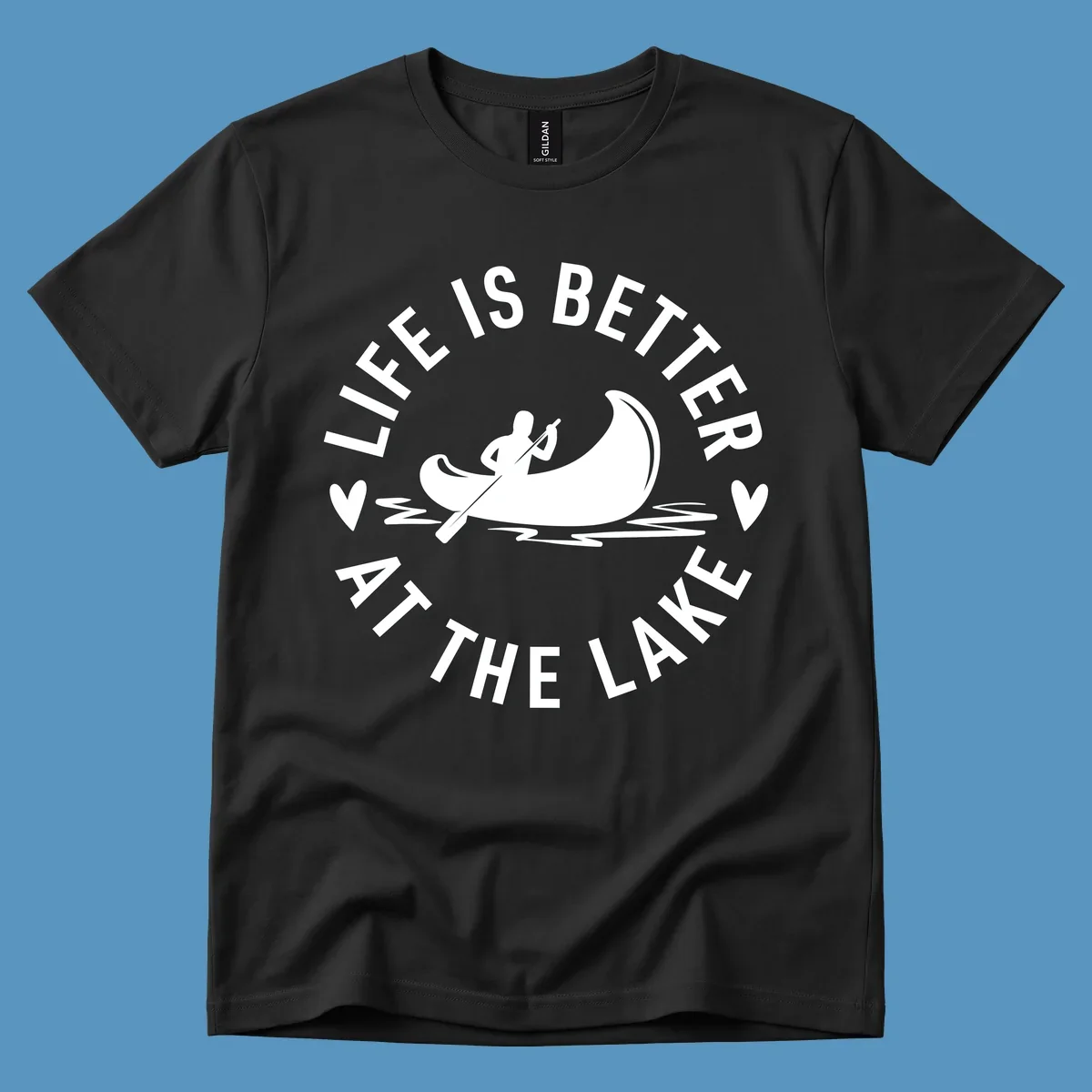 Lake life canoe design with text 'Life Is Better At The Lake'