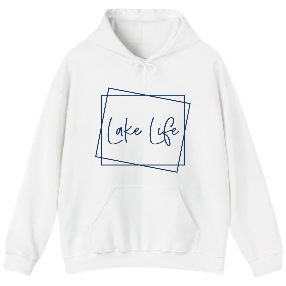 Lake Life Script Design Hoodie in White