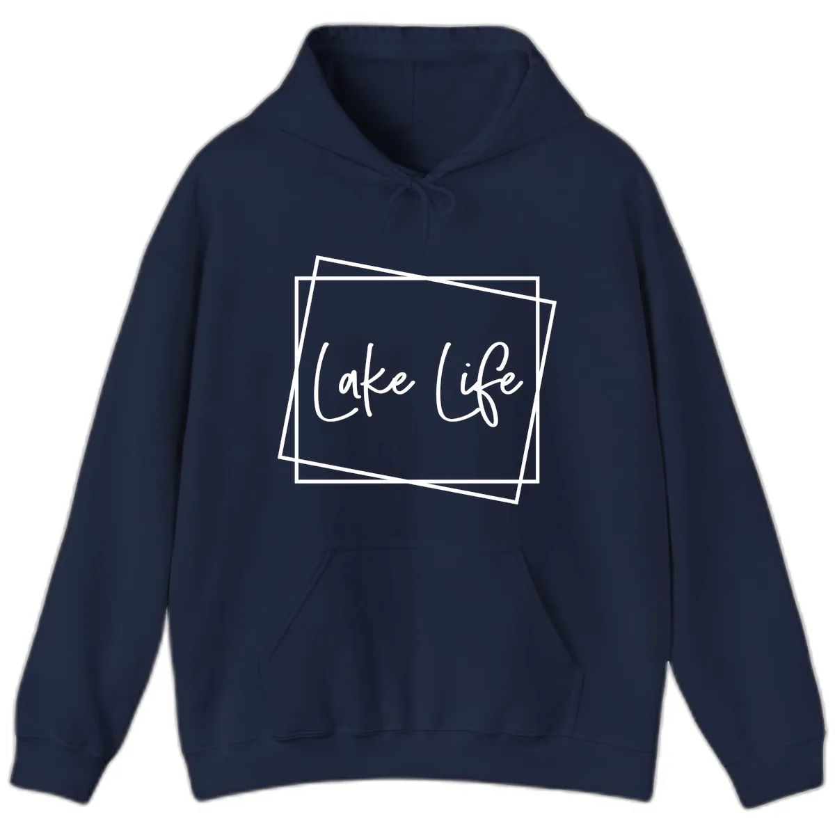Lake Life Script Design Hoodie in Navy