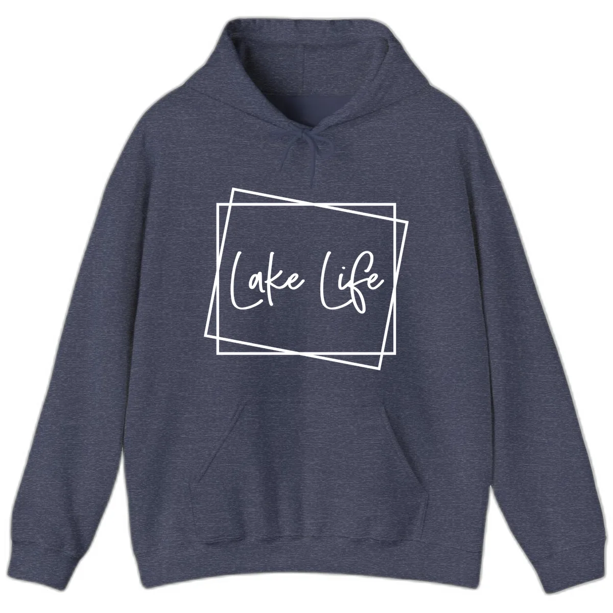 Lake Life Script Design Hoodie in Heather Sport Dark Navy