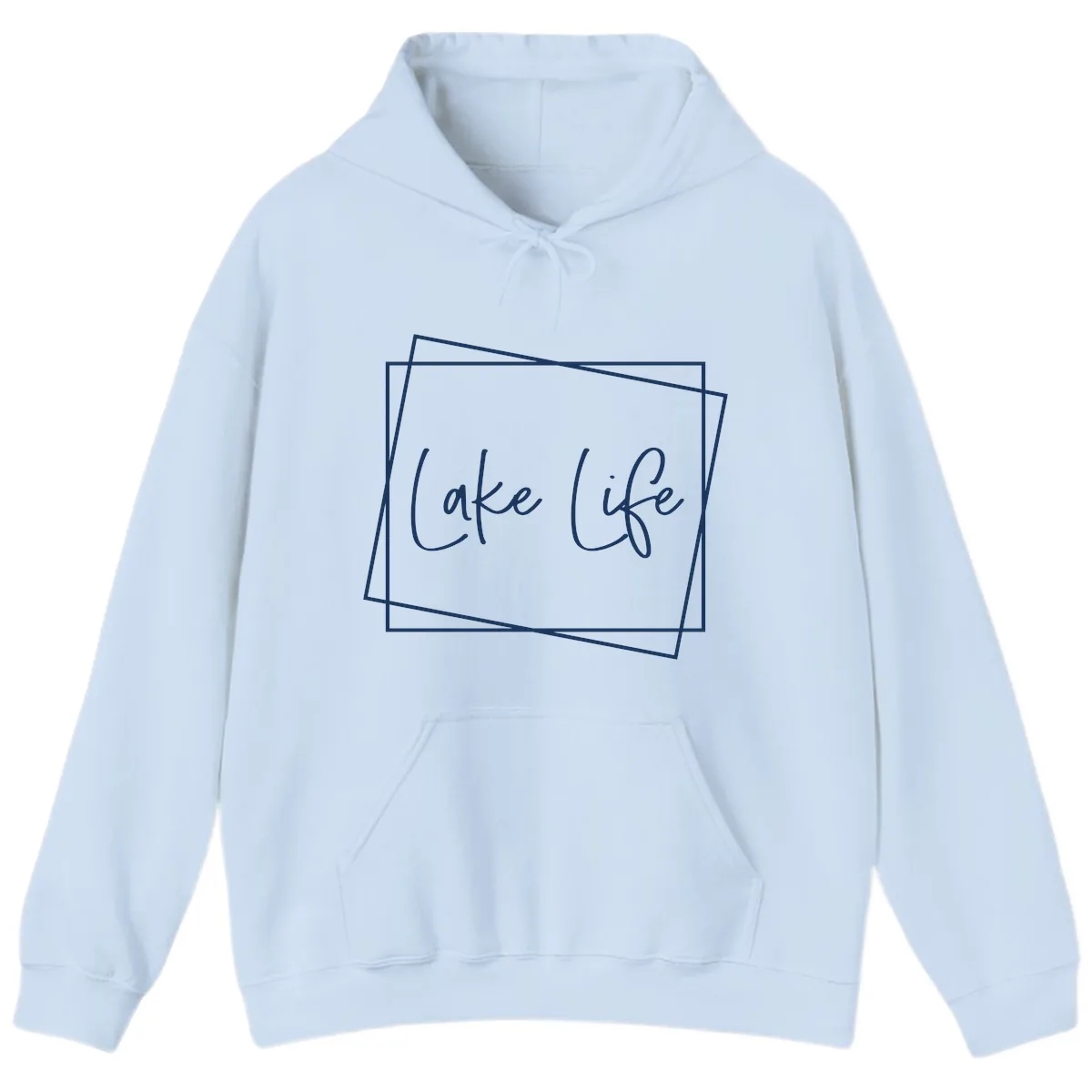 Lake Life Script Design Hoodie in Light Blue