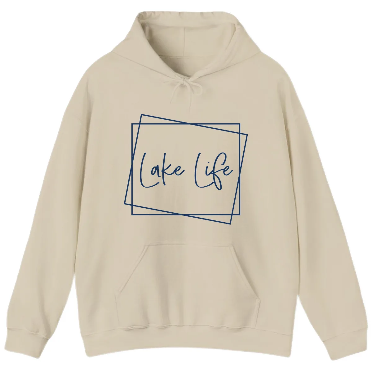 Lake Life Script Design Hoodie in Sand