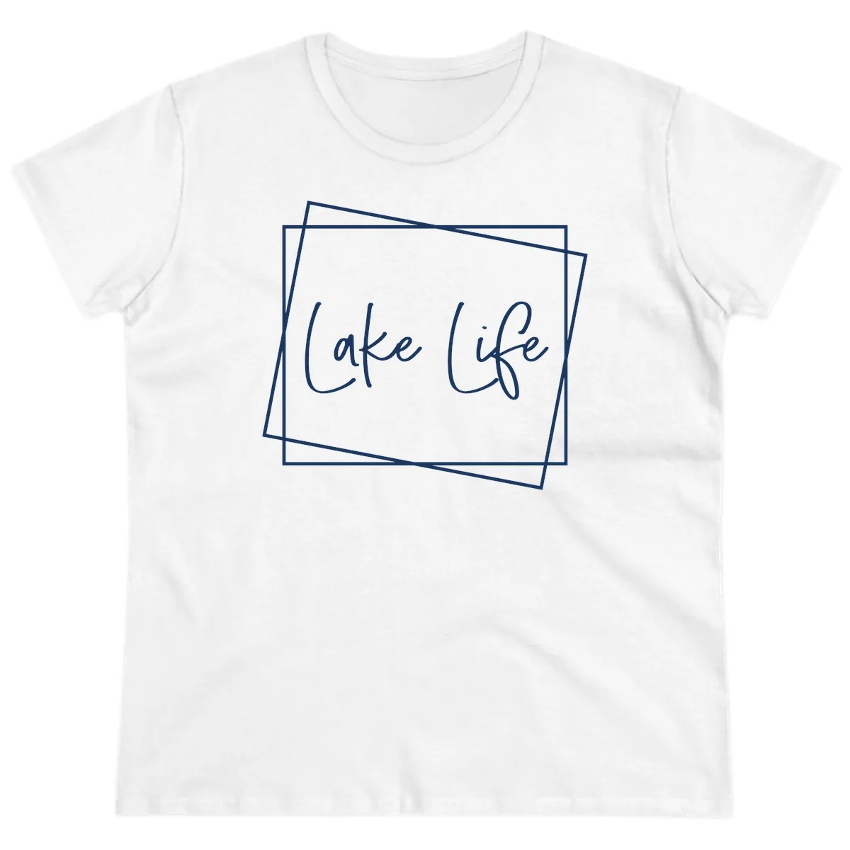 Lake Life Script Design Ladies Tee in White