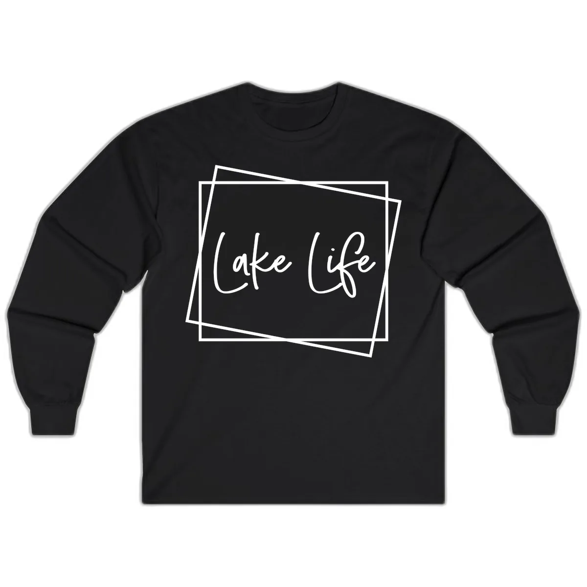 Lake Life Script Design Long Sleeve in Black