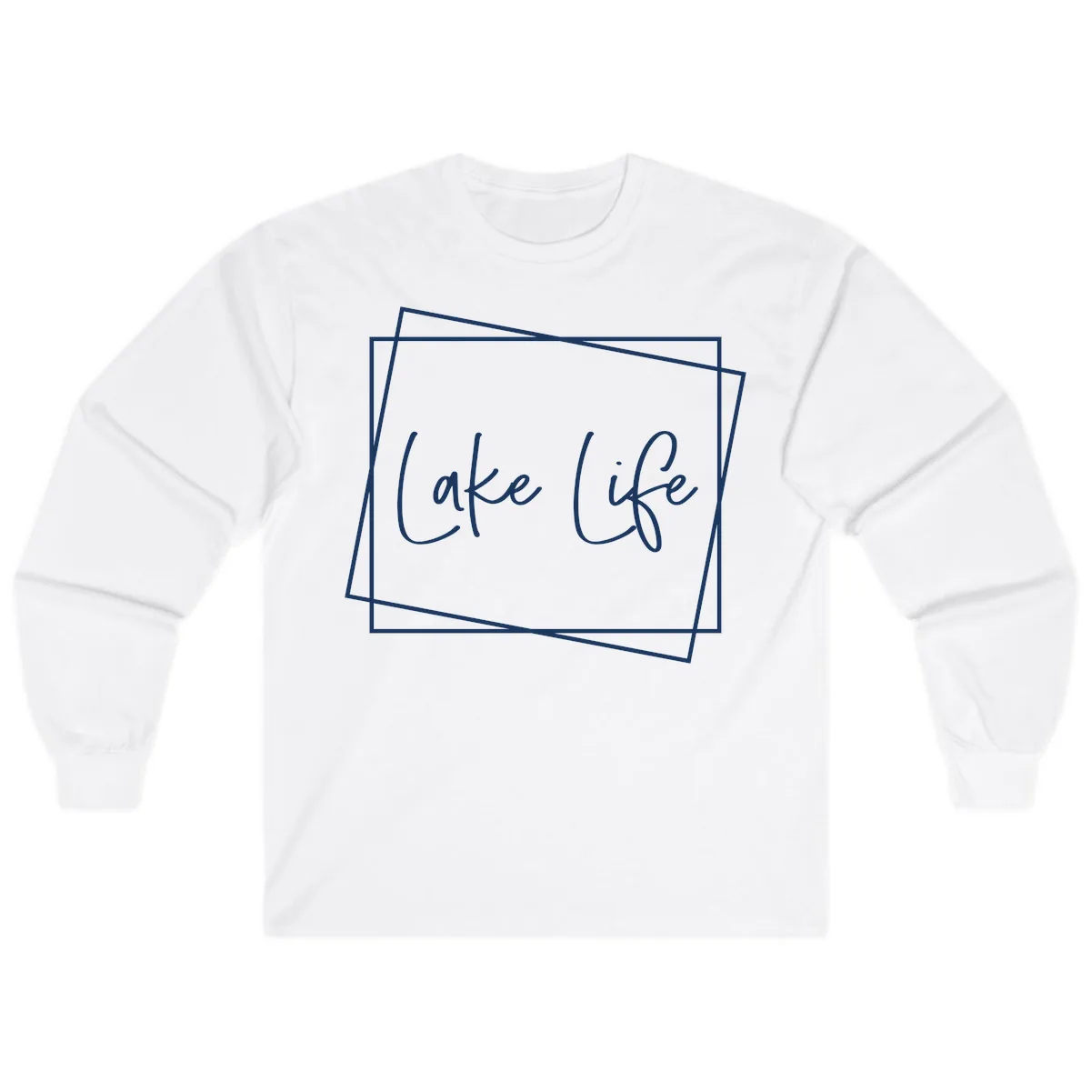 Lake Life Script Design Long Sleeve in White