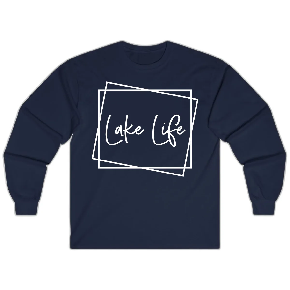 Lake Life Script Design Long Sleeve in Navy