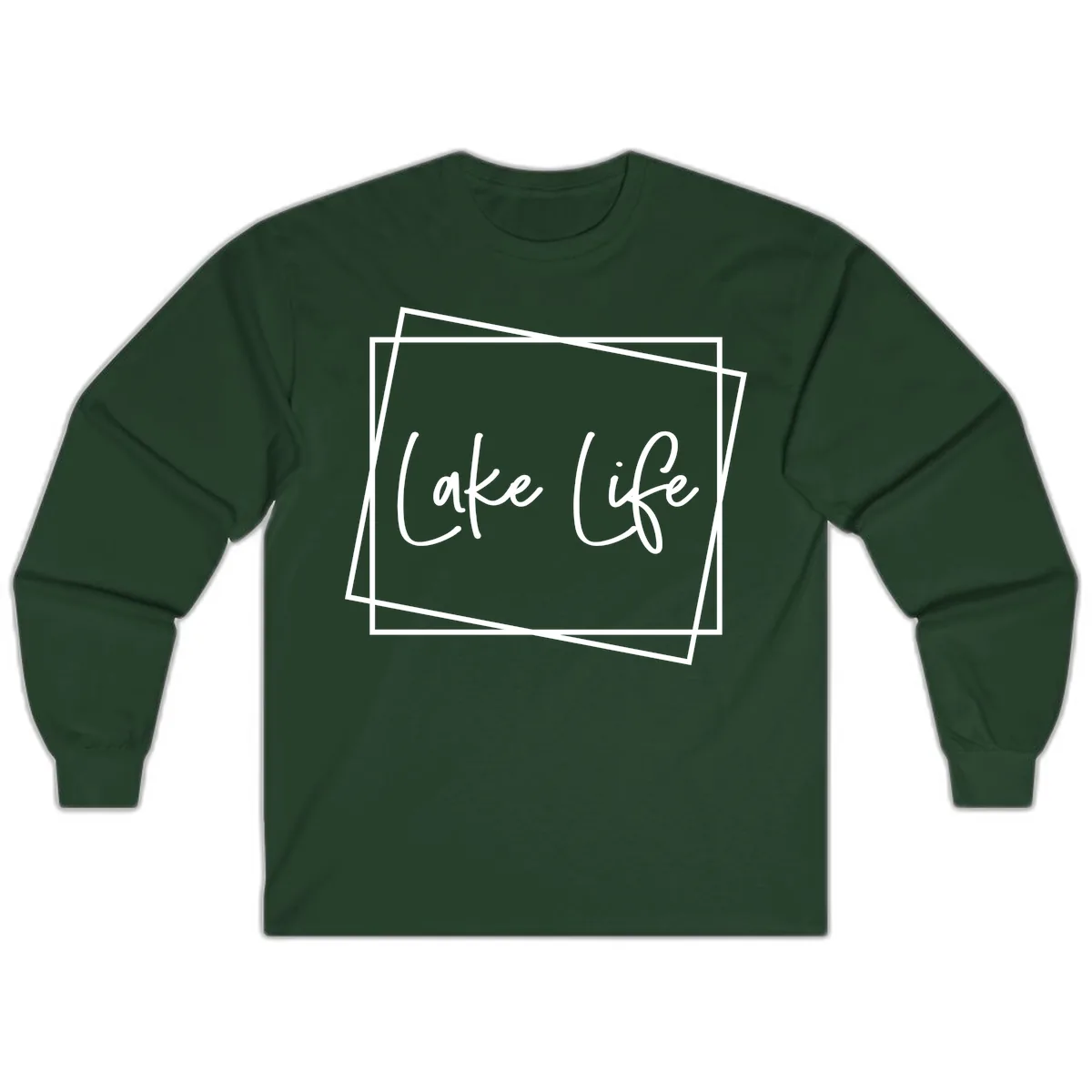 Lake Life Script Design Long Sleeve in Forest Green